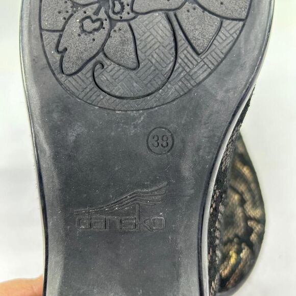 DANSKO Olivia Black Bronze Snake Metallic Shoes US 7.5 Slip On Loafer Clog - Picture 9 of 9